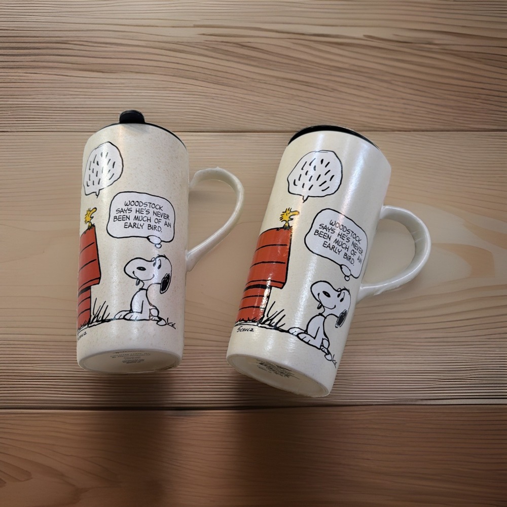 Set 2 Peanuts Snoopy / Woodstock Ceramic Coffee Mug by HALLMARK